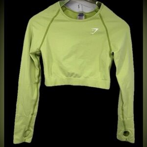 Gymshark Vital Seamless 2.0 Long Sleeve Crop Top. Lime Green/NOT Yellow.